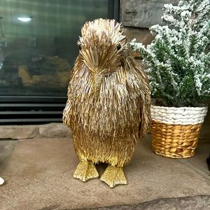 Pier 1 Imports Gold Tinsel Fur Penguin
